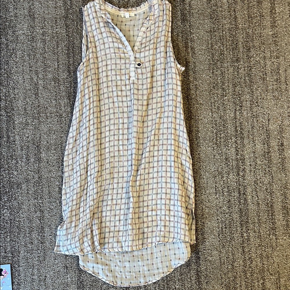 ODDY High Low Sleeveless Plaid Dress